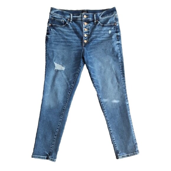 Express Other - Express Jeans Women's 14R (34x26) Skinny High-Rise Button-Fly Distressed 5735